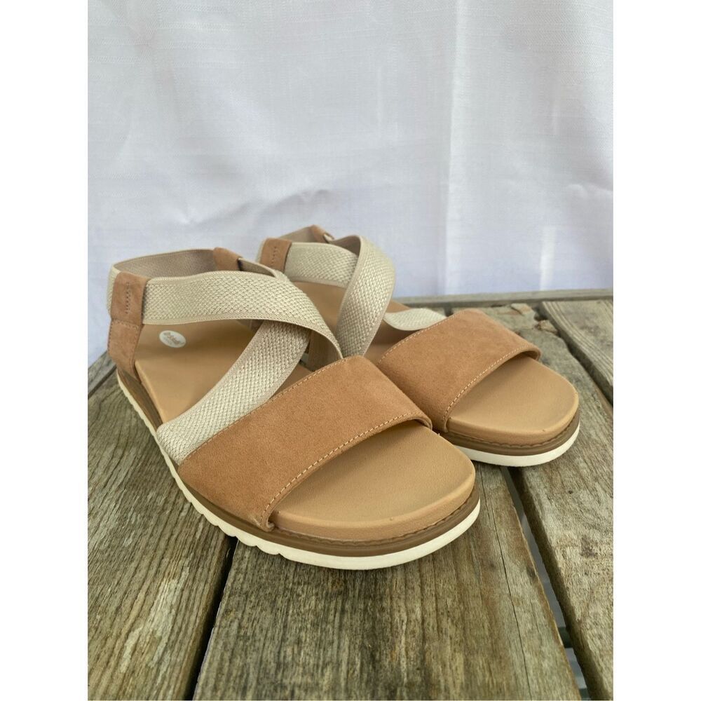 Dr. Scholl’s Shoes Island Tan Platform Sandals Women’s Size 10M SlipOn Criss Cro
